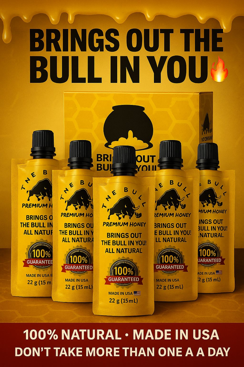 The Bull Premium Honey – Improve Performance, Stay Harder, Last Longer, All Natural Formula