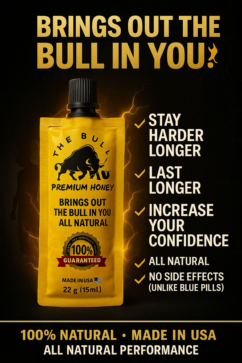The Bull Premium Honey – Improve Performance, Stay Harder, Last Longer, All Natural Formula